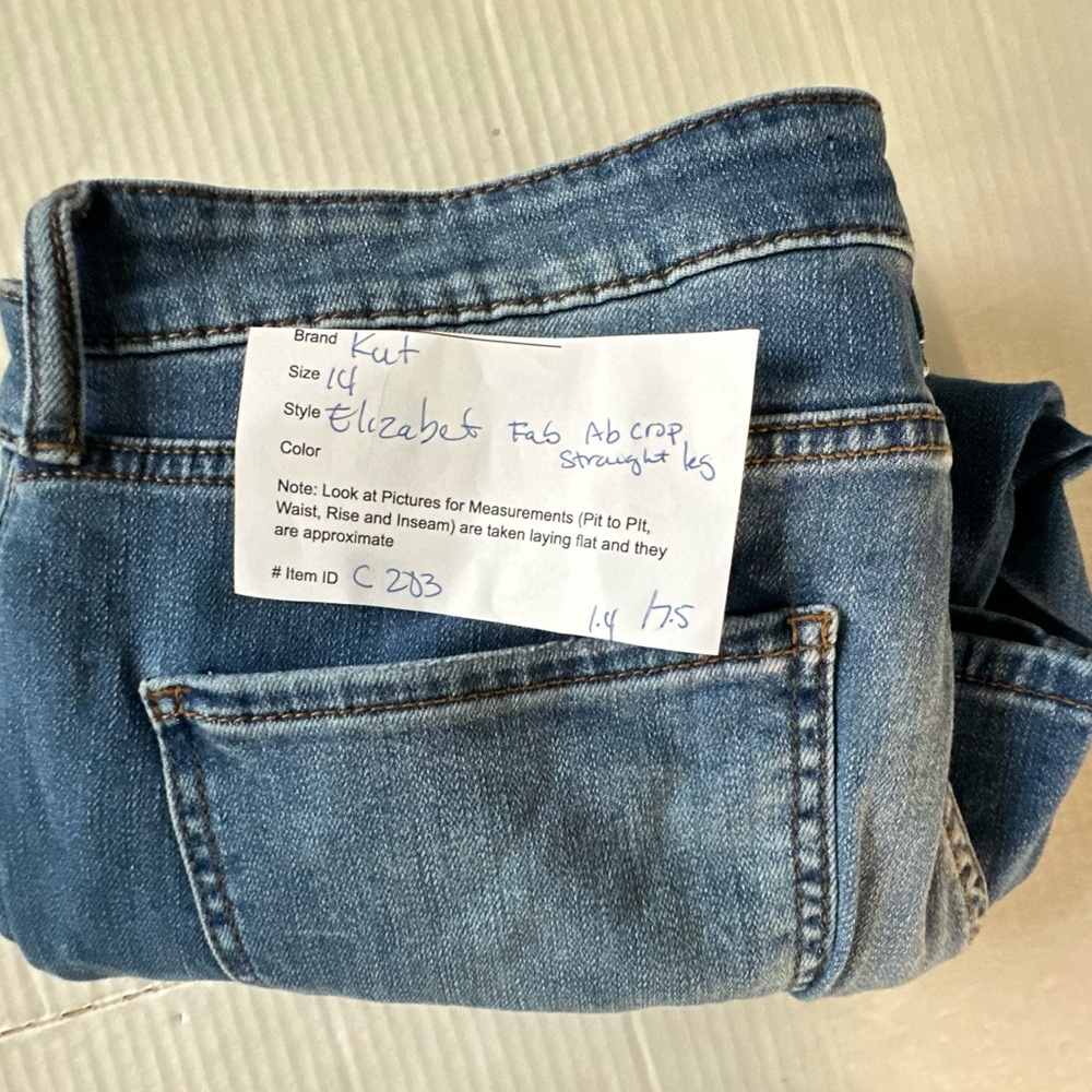 Kut From The Kloth Elizabeth Straight Crop Jeans Womens 14 Blue High Rise Fab Ab - Picture 9 of 9